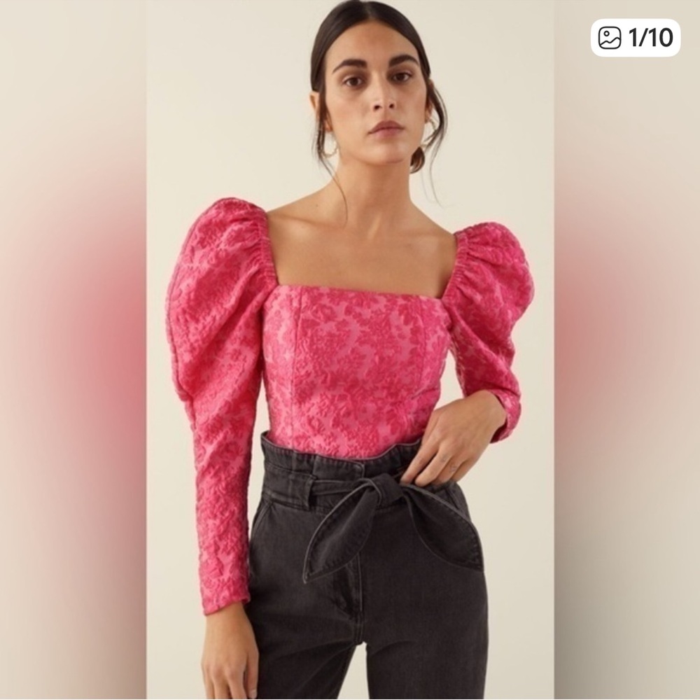 & Other Stories pink Jacquard Blouse